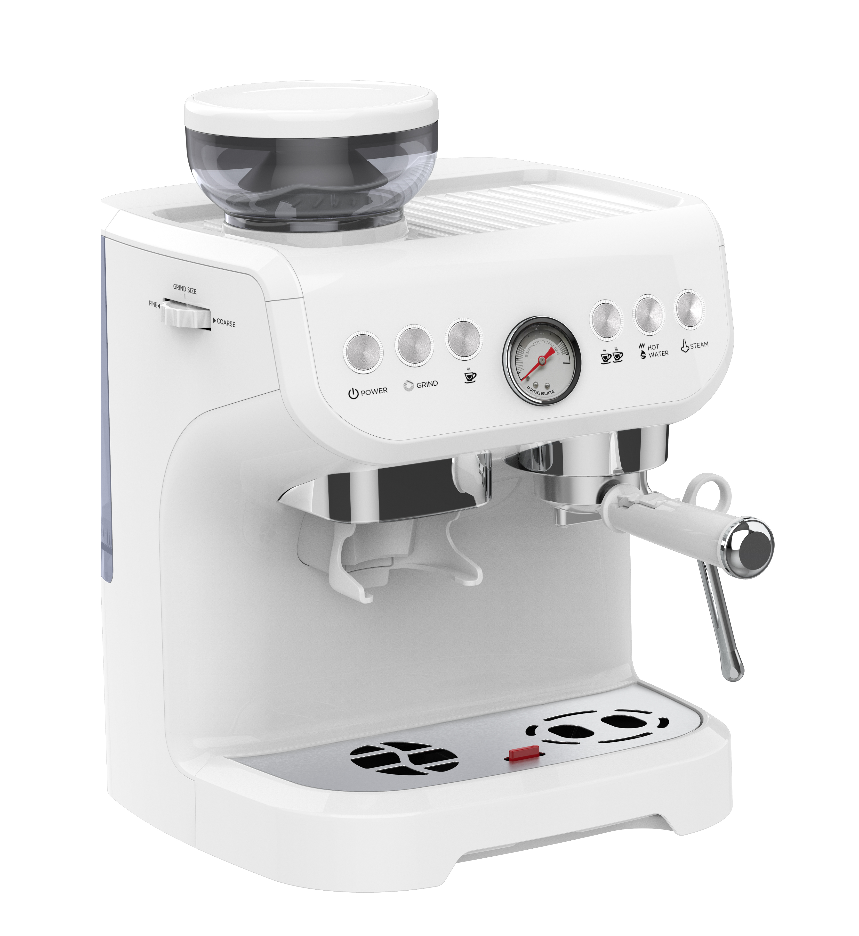 Máquina de café expresso semiautomática de feijão para xícara com moedor e bastão de vapor