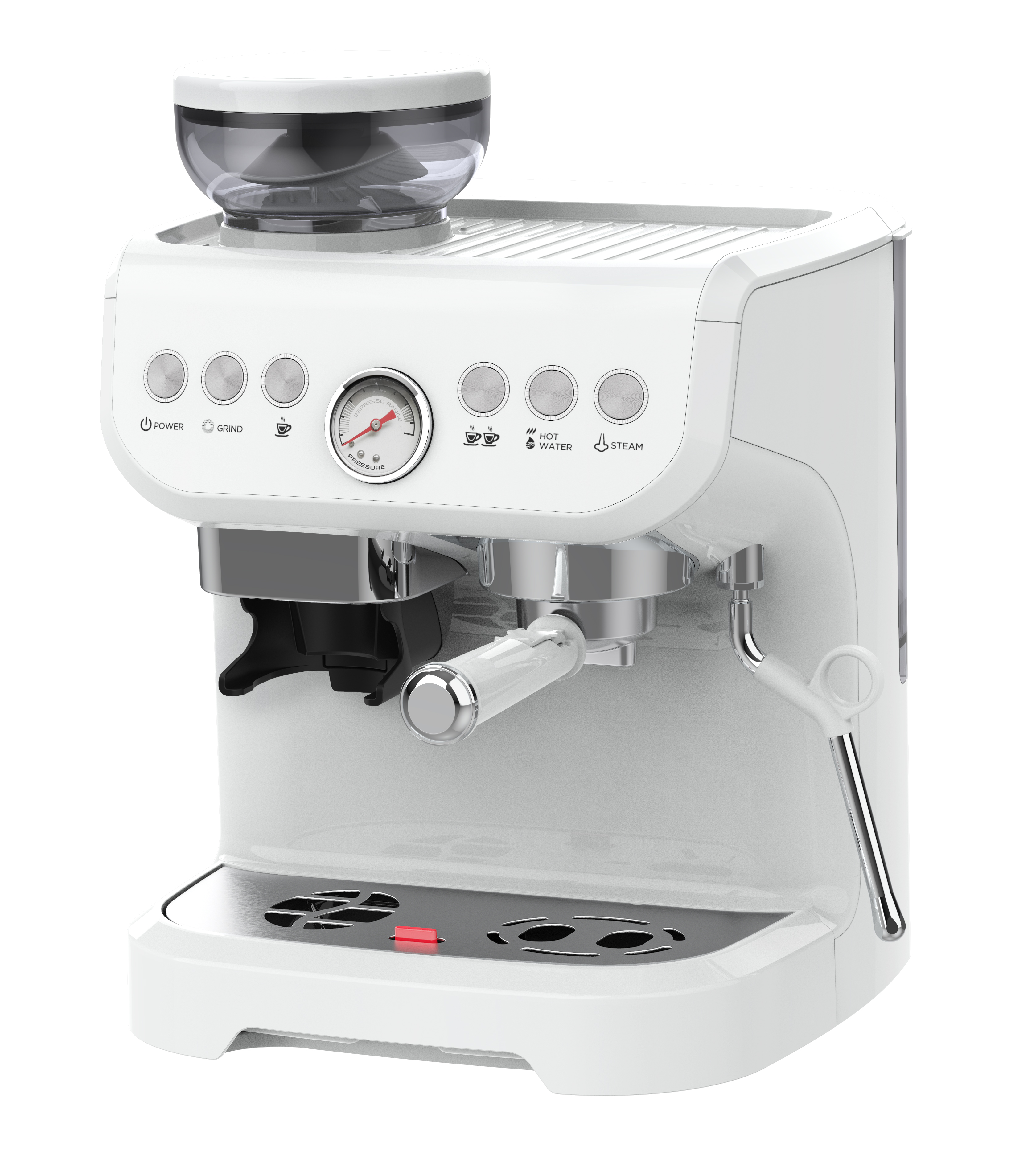 Máquina de café expresso semiautomática de feijão para xícara com moedor e bastão de vapor